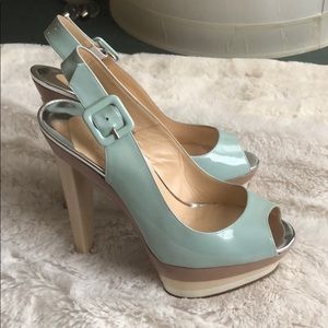 Christian Louboutin ice blue platform heels